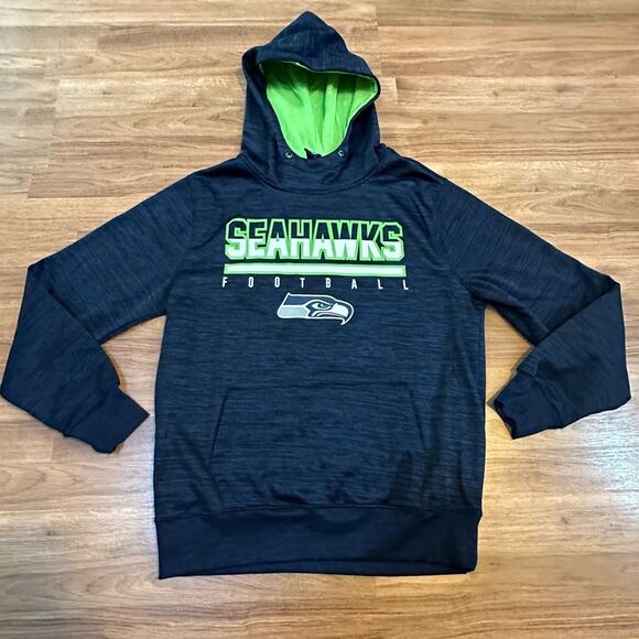 NFL Team Apparel Seattle Seahawks Hoodie Sweatshirt Navy Blue and Green | Adult - Picture 1 of 11